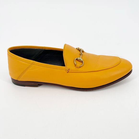 Gucci Yellow Orange Brixton Horsebit Leather Collapsible-heel Loafer EU sz 36.5 - Picture 2 of 12